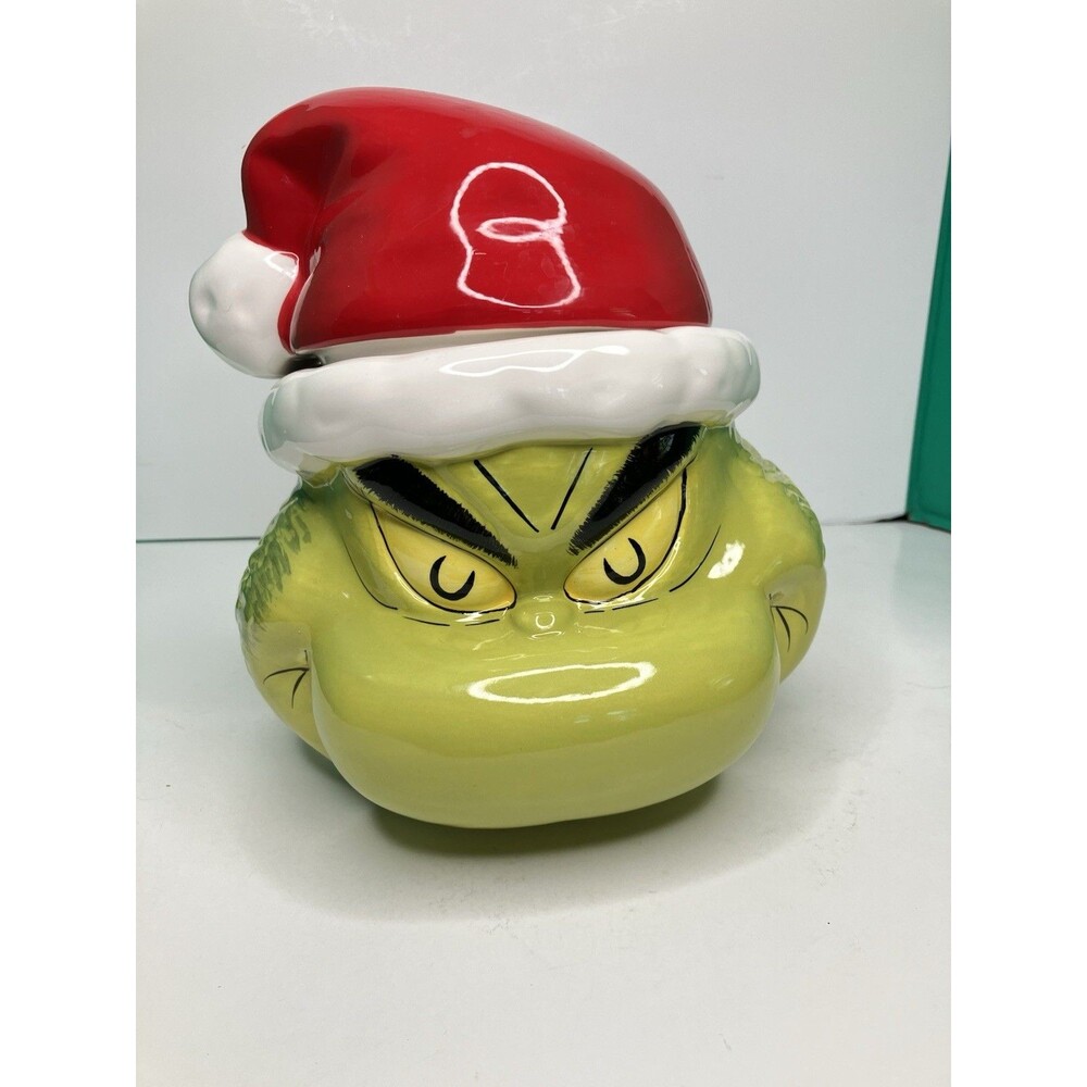 Dr. Seuss The Grinch Who Stole Christmas 2023 Sculpted Santa Ceramic Cookie Jar